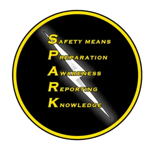 Logo with 'SPARK' acronym emphasizing safety values.