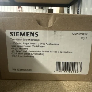 Siemens QSPD2A035B Plug-In Surge Protective Device, 120/240V, 35 kA, UL Type 1