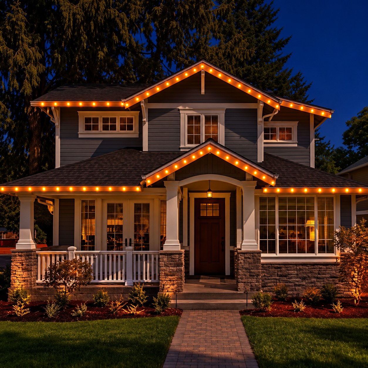 ZAP Electric permanent LED soffit lighting installed on a home in North Dakota