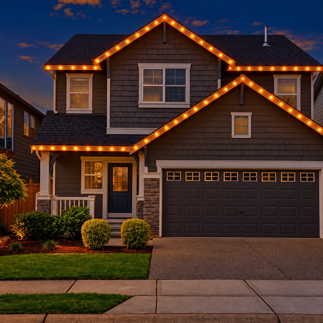 ZAP Electric permanent LED soffit lighting installed on a home in North Dakota