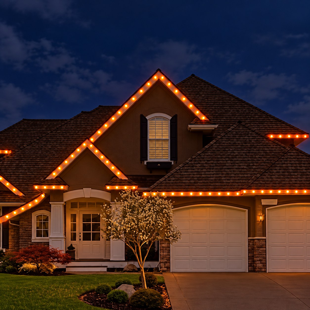 ZAP Electric permanent LED soffit lighting installed on a home in North Dakota